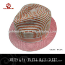 hot sale lady fedora hats pink beautiful 2015 design natural straw hat